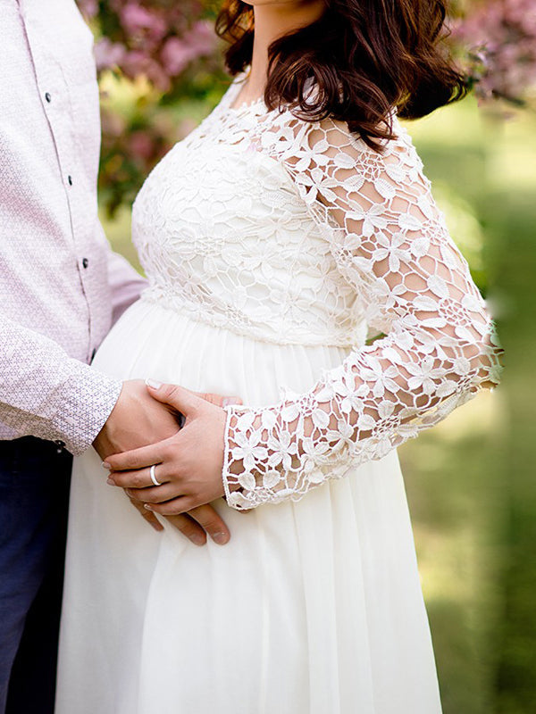 Komfortables elegantes Umstandskleid mit langen Ärmeln, perfektes Abendkleid für Schwangerschaft, Festkleid.