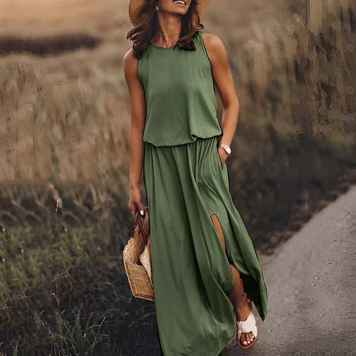 Modisches Damen Sommer Maxikleid; luftiges, elegantes Strandkleid für entspannte Tage & Urlaub.