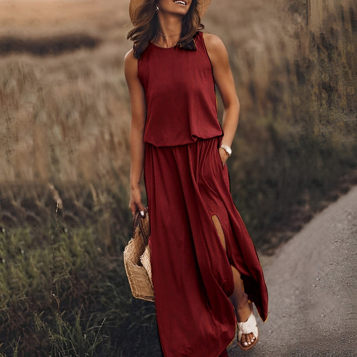 Elegantes, ärmelloses Damen Maxikleid für den Sommer. Perfekt für Freizeit, Strand und Reisen.