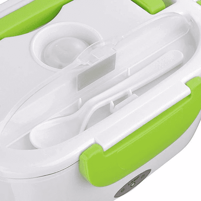 Elektrische Heiz-Lunchbox in modernem Design für warme Mahlzeiten unterwegs. Ideal für Büro & Reise.
