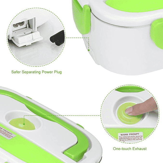 Robuste elektrische Lunchbox, ideal für den Transport warmer Mahlzeiten auf Reisen oder im Arbeitsalltag.