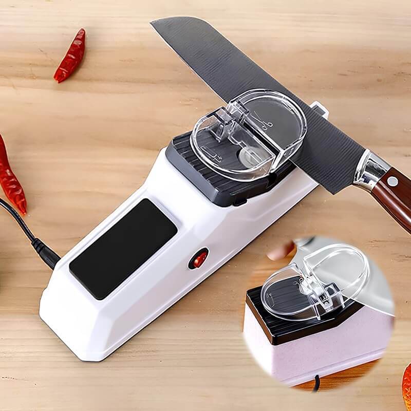 Elektrischer Messerschärfer für Küchenmesser & Scheren, schnell & sicher. Wiederaufladbarer Küchenhelfer.