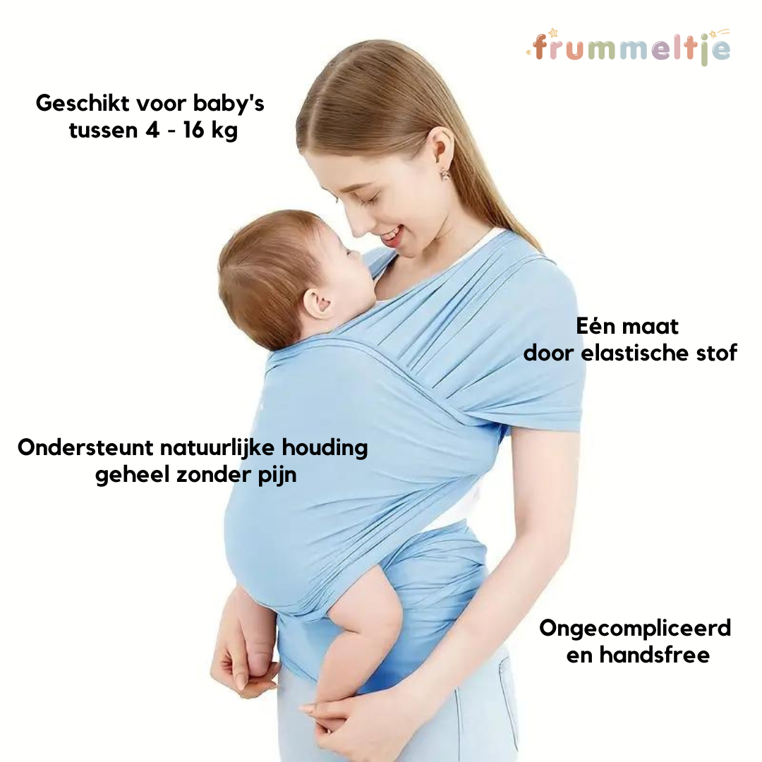 CuddleWrap Babytrage Seitenansicht: optimale Rückenunterstützung für Eltern, bequemes Tragen für Babys.