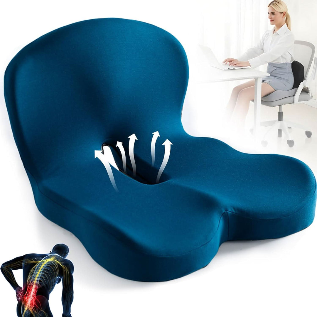Ergonomisches Memory Foam Sitzkissen für Druckentlastung und Komfort bei langem Sitzen.
