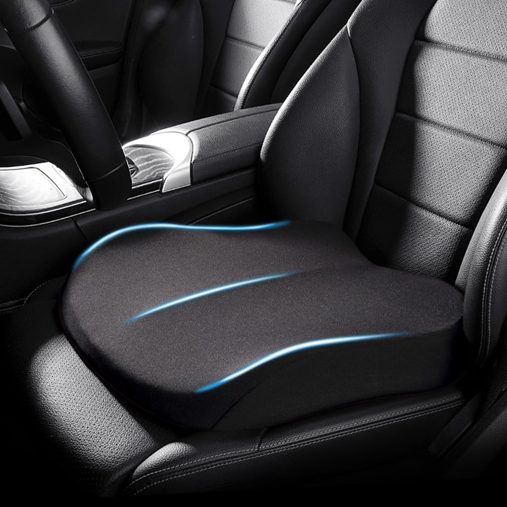 Ergonomisches Sitzkissen aus Memory-Schaum für Auto & Büro; fördert Haltung & Komfort.