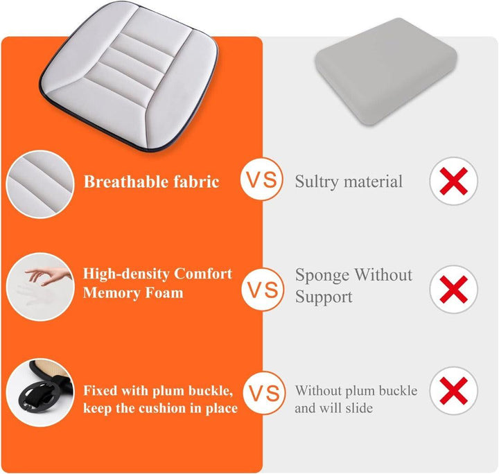 Premium Memory Foam Autositzkissen für schmerzfreies Fahren und verbesserte Ergonomie im Auto.