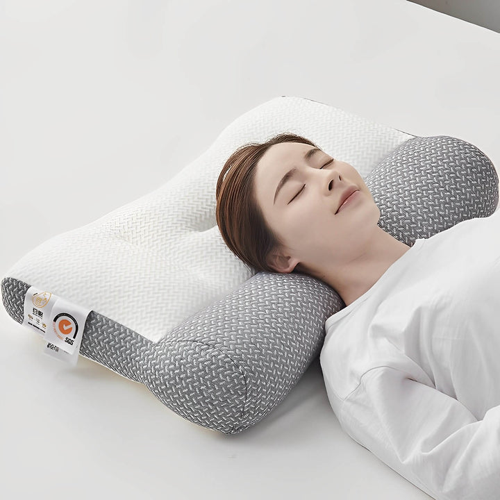 Allergikerfreundliches, ergonomisches Nackenkissen, grau, aus Memoryschaum für tiefen, erholsamen Schlafkomfort.
