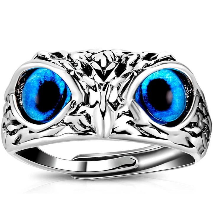 Damen Eulenauge-Silberring aus Sterlingsilber, verstellbar, einzigartiger Statement-Schmuck mit Tierdesign.