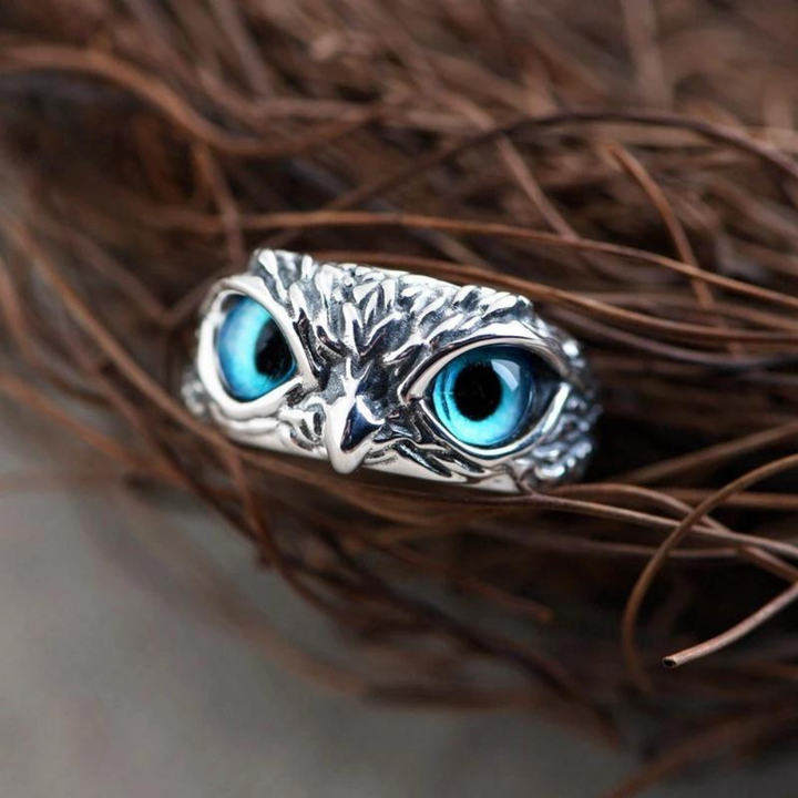 Glänzender Damen-Statementring "Eulenauge", verstellbar, aus hochwertigem Sterlingsilber, modisches Accessoire.