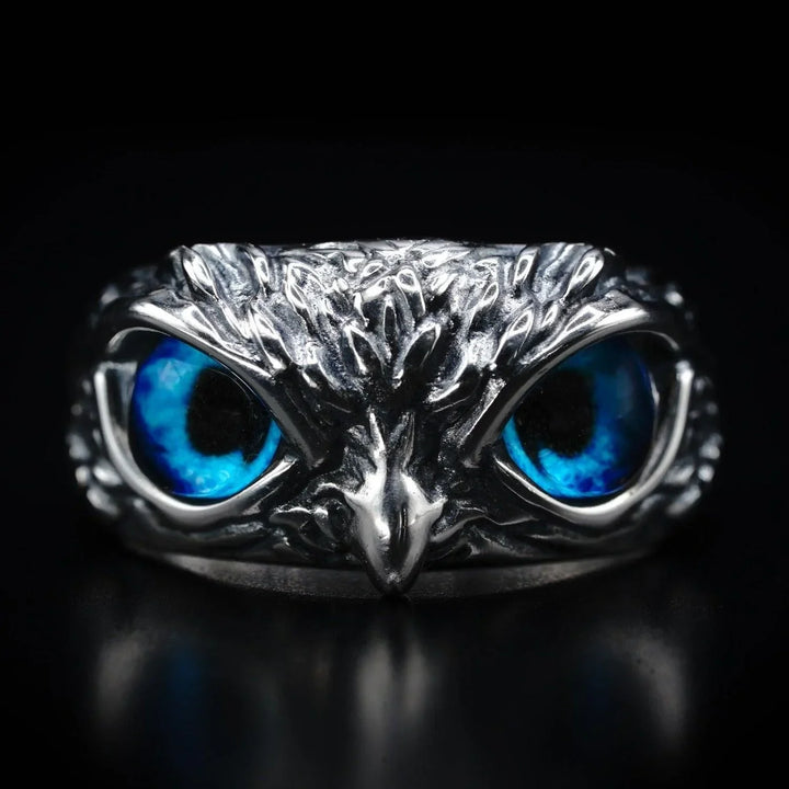 Verstellbarer Damenring "Eulenauge" aus glänzendem Sterlingsilber, ein markanter Statement-Silberring.
