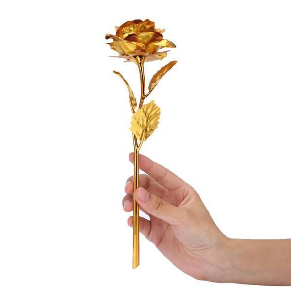 Glänzende 24K Goldfolien Rose, ein unvergängliches Blumen-Geschenk in edler Box, für Damen & Dekoration.