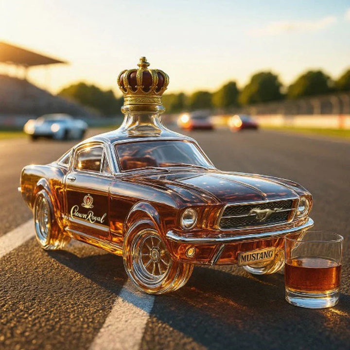 Einzigartige Bronco Whiskyflasche, limitierte Glas-Edition, tolle Geschenkidee für Liebhaber von Spirituosen und Design.