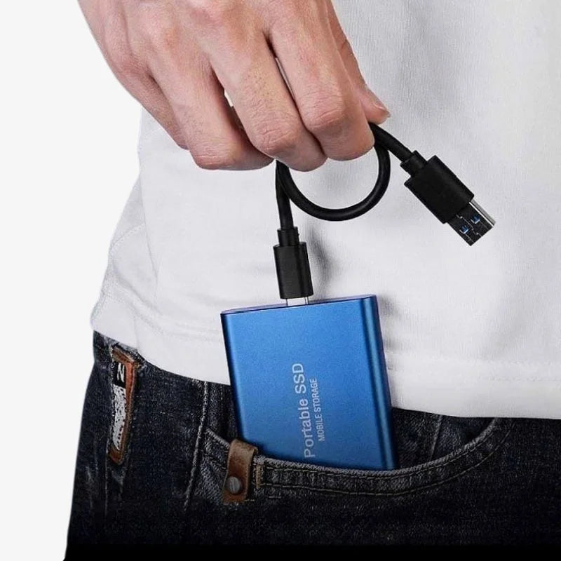 Tragbare 128GB externe SSD aus Aluminium, kompakter Datenspeicher für unterwegs, USB-C.
