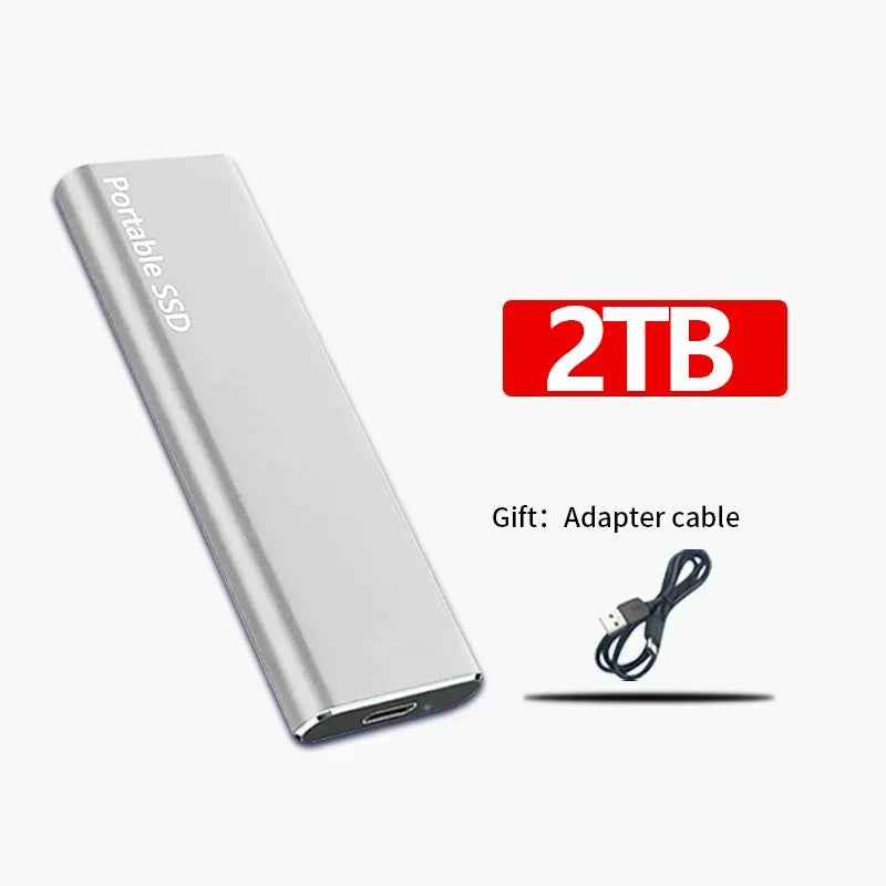 Schwarze USB-C SSD, tragbar, für ultraschnellen Datenspeicher und Backup unterwegs.