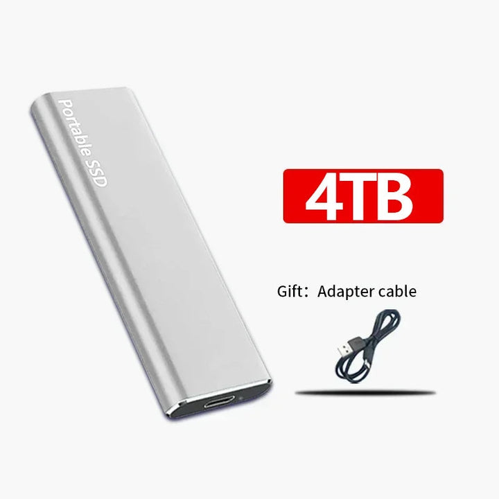 Silberne Flash-Laufwerk SSD, extern, mobil für sichere Datensicherung und schnellen Transfer.