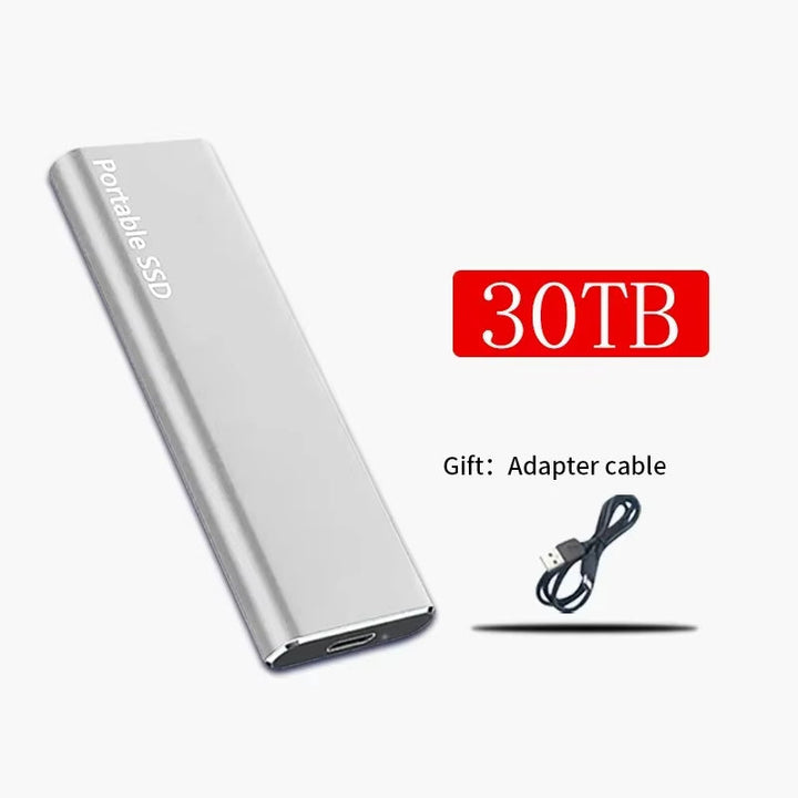 Tragbare, silberne Hochgeschwindigkeits-SSD für Backup, Datensicherung & mobiles Arbeiten.