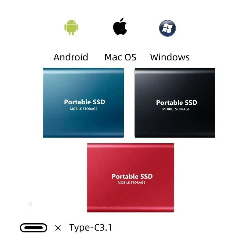 Schlanke externe SSD 128TB mit USB-C. Ultrakompakter Hochgeschwindigkeitsspeicher für Laptop & PC.