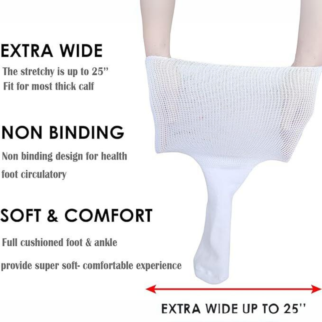 Zwei Paar bequeme Unisex Lymphödem- & Diabetiker-Socken, extrabreit für optimale Gesundheit & Komfort.