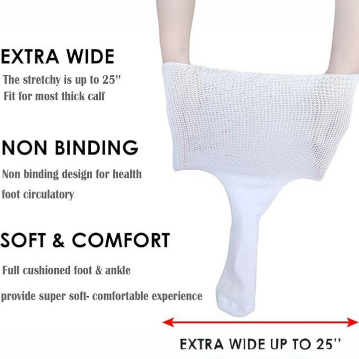 Zwei Paar bequeme Unisex Lymphödem- & Diabetiker-Socken, extrabreit für optimale Gesundheit & Komfort.