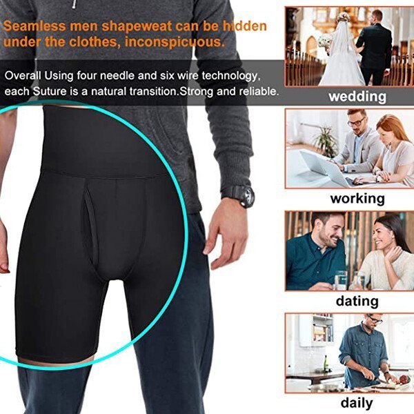 Atmungsaktive Herren Shapewear Shorts für unsichtbare Bauchkontrolle. Weiche formende Männer Unterwäsche.