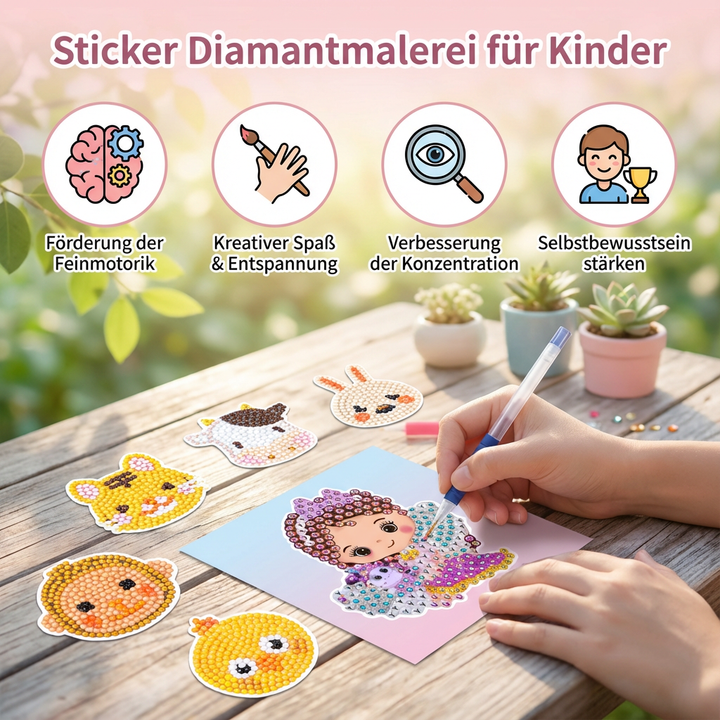Pädagogisches Diamantmalerei Bastelset für Kinder, verbessert Feinmotorik und kreatives Denken spielerisch.