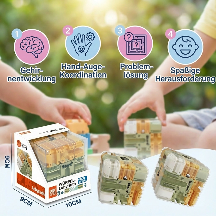 Farbiges 3D Labyrinth Puzzle Würfel mit anspruchsvollen Wegen, interaktives Logik- & Geduldsspiel für Familien.