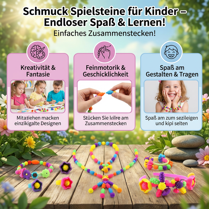 Pädagogisches Steckspielzeug: Bunte Schmucksteine für kreative Kinder.