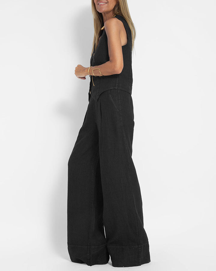 Herbst Fashion Damen Anzug: Schicke Weste & weite Hose. Loungewear mit Stil.