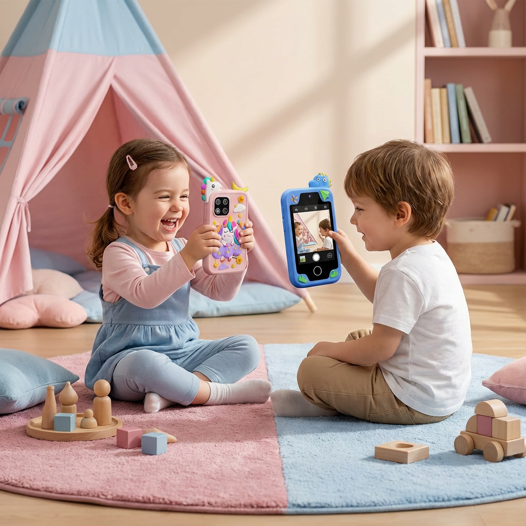 Pädagogisches Kinder Smartphone für Kleinkinder, interaktiv lernen, Zahlen & Buchstaben entdecken.