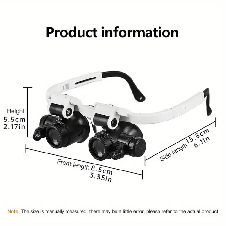 Professionelle Kopfbandlupe mit LED & verschiedenen Vergrößerungslinsen für Uhrmacher, Hobby & Bastler.