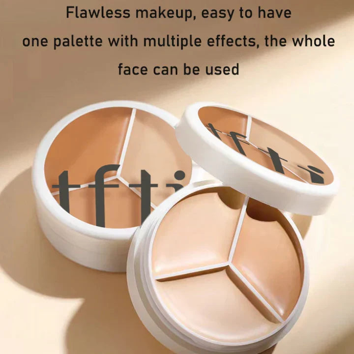Damen 3-Farben Concealer Palette für ein ebenmäßiges, strahlendes Hautbild. Perfekt für ein natürliches Make-up.