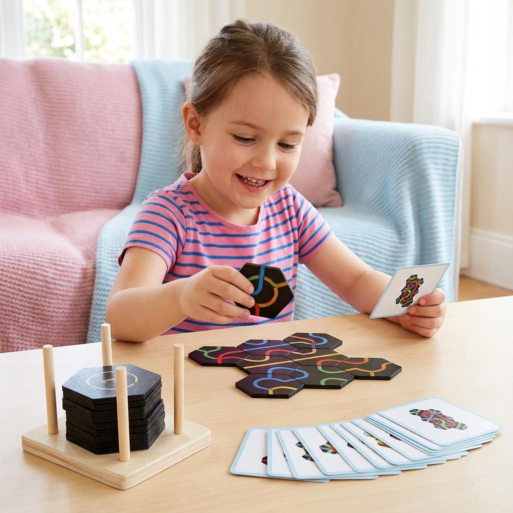 Lernspiel PfadPuzzle fördert Logik, Denkvermögen & Kinderentwicklung; ideal für Familien.