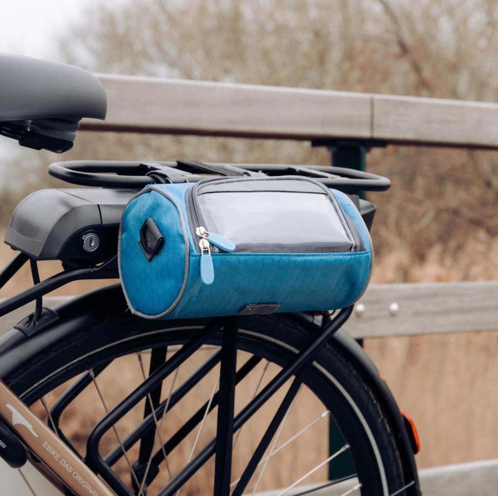 Fahrrad-Lenkertasche, schwarz, mit Touchscreen & wasserabweisendem Material für Outdoor-Touren.