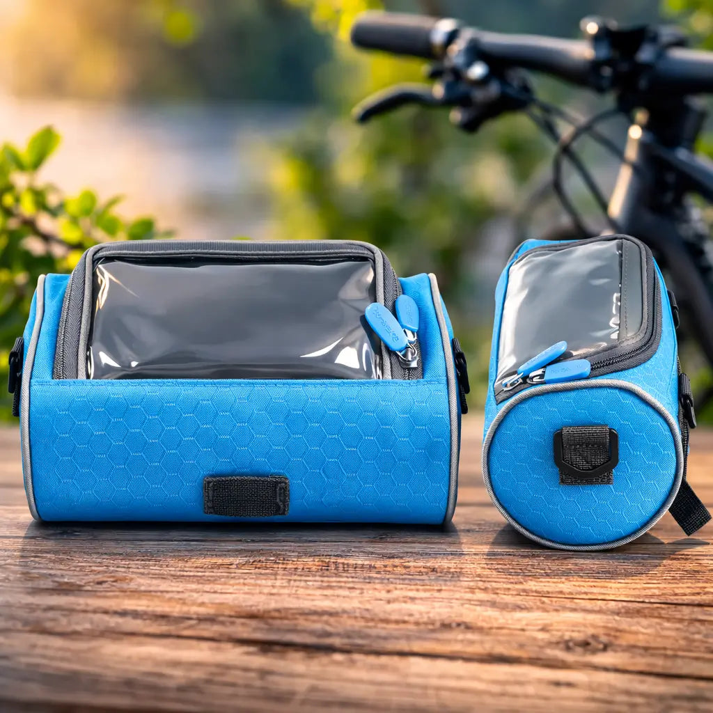 Sicherer Halt: Lenkertasche mit Universal-Klettsystem & Touchscreen für Smartphones am Fahrrad.