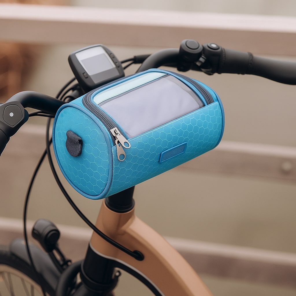 Elegante Lenkertasche mit integriertem Touchscreen-Fenster für Ihr Smartphone beim Radfahren.