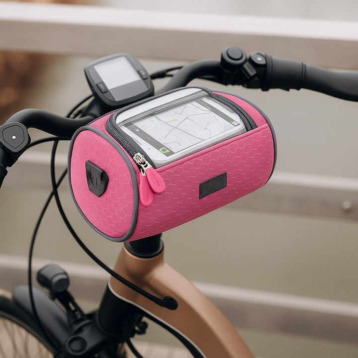 Lenkertasche für Fahrräder, Touchscreen-kompatibel, mit Stauraum & robustem Klettverschluss.