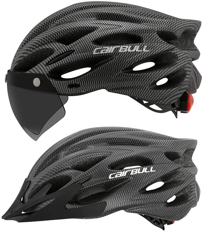 Unisex Fahrradhelm mit integriertem Rücklicht & abnehmbarem Visier für maximale Sicherheit & Komfort beim Radfahren.