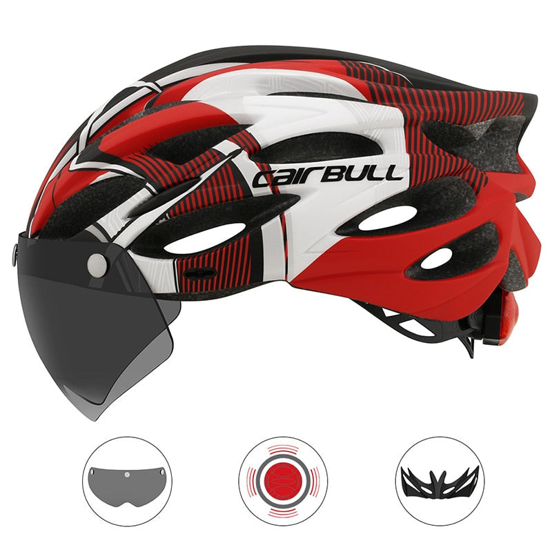 Komfortabler Unisex Fahrradhelm, leichtgewichtig, mit Visier, Rücklicht & guter Belüftung für Sport & Outdoor.