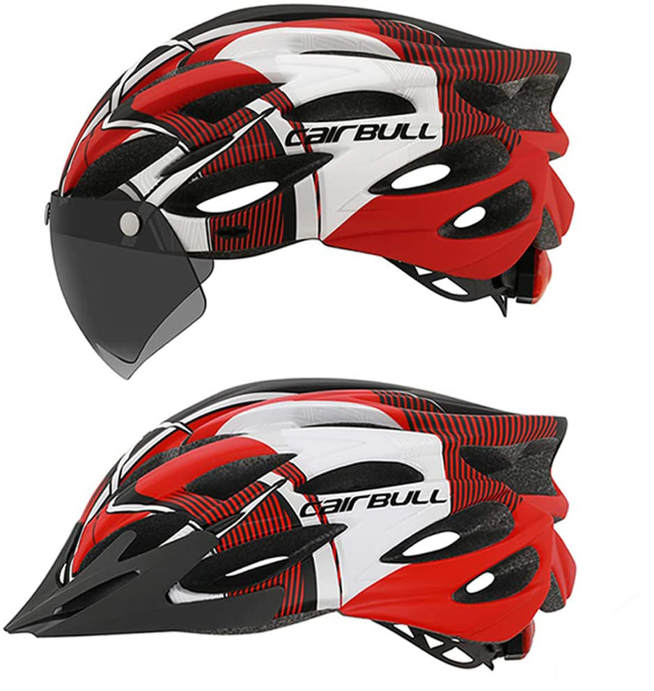 Rundumschutz: Unisex Fahrradhelm mit Visier, hellem Rücklicht & stoßfestem Design für sicheres Fahren.