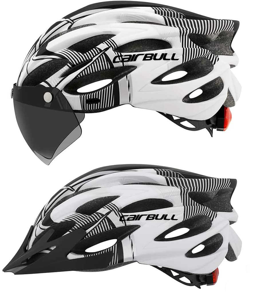 Moderner Unisex Fahrradhelm mit schlankem Design, integriertem Rücklicht & Visier für stilvolles & sicheres Radfahren.