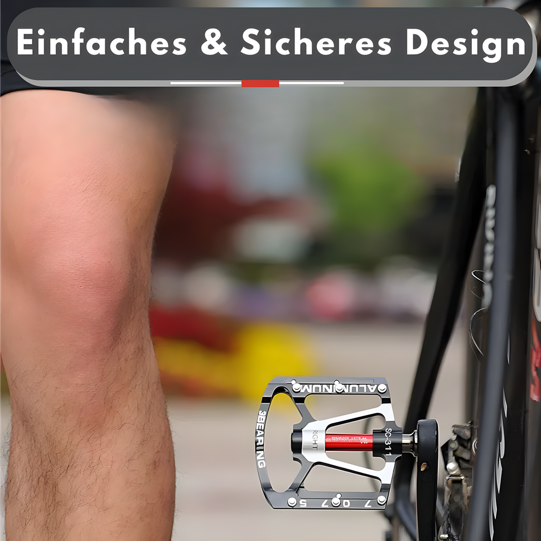 Hochwertige Anti-Rutsch Fahrradpedale am Mountainbike montiert, verbessern den Grip für sicheres Fahren im Gelände.