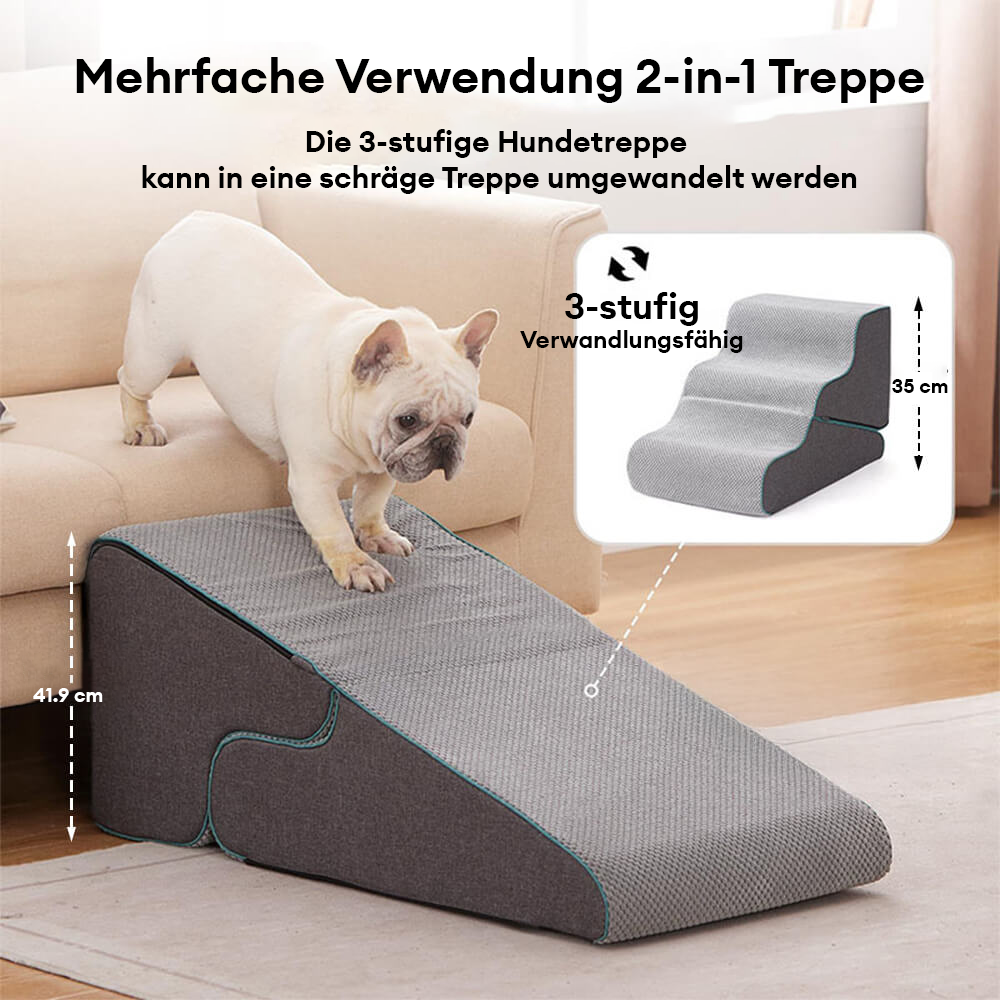 Multifunktionale, faltbare Haustiertreppe mit waschbarem Bezug. Ideal für Welpen, kleine & ältere Hunde.