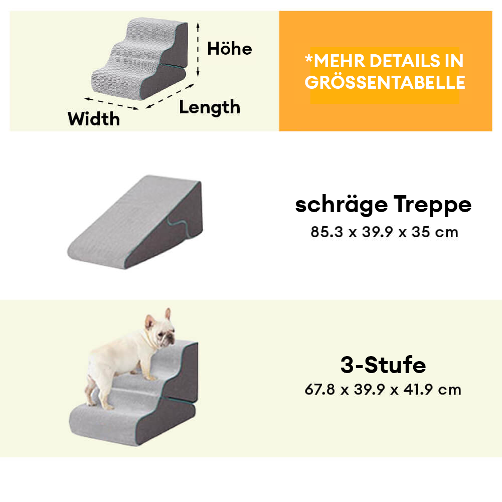 Rutschfeste Haustiertreppe & Rampe 2-in-1, faltbar. Gelenkschonend für ältere Hunde und sicheren Möbelzugang.