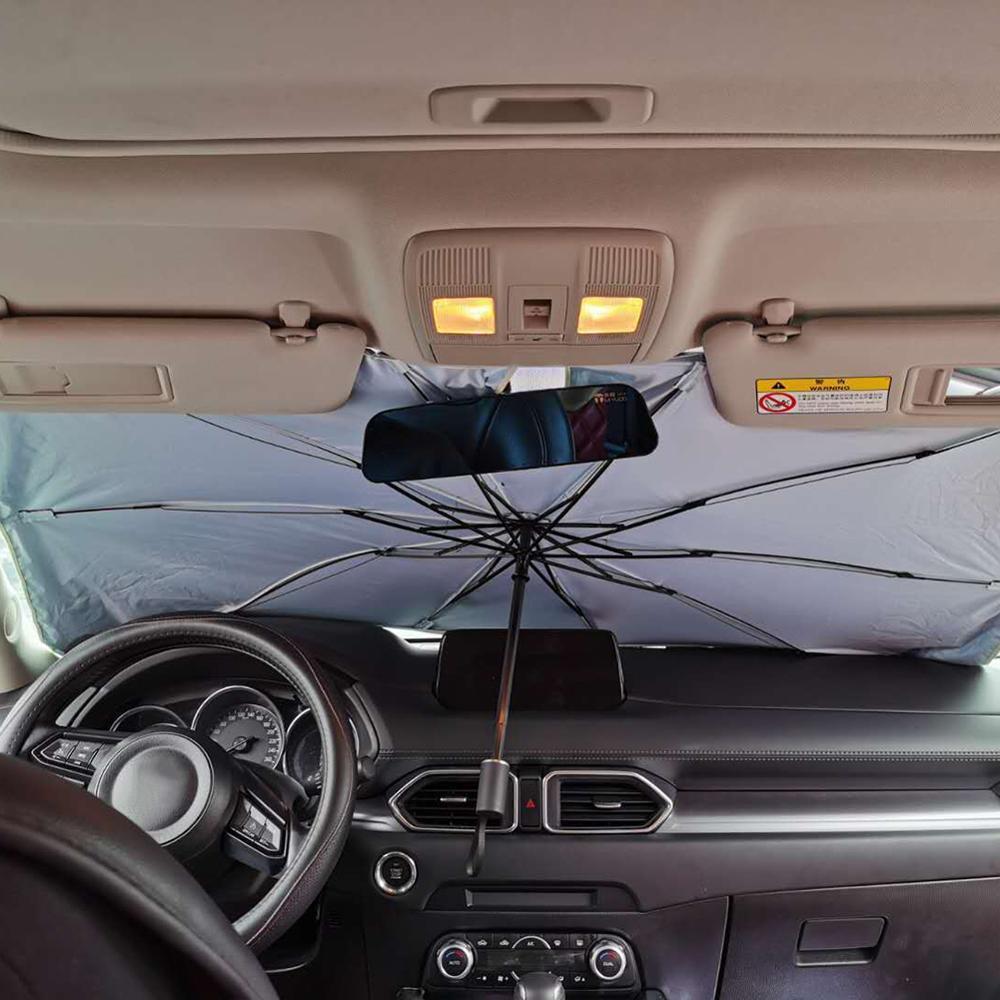Faltbarer Auto-Sonnenschirm für Windschutzscheibe, effektiver Hitzeschutz im Sommer.