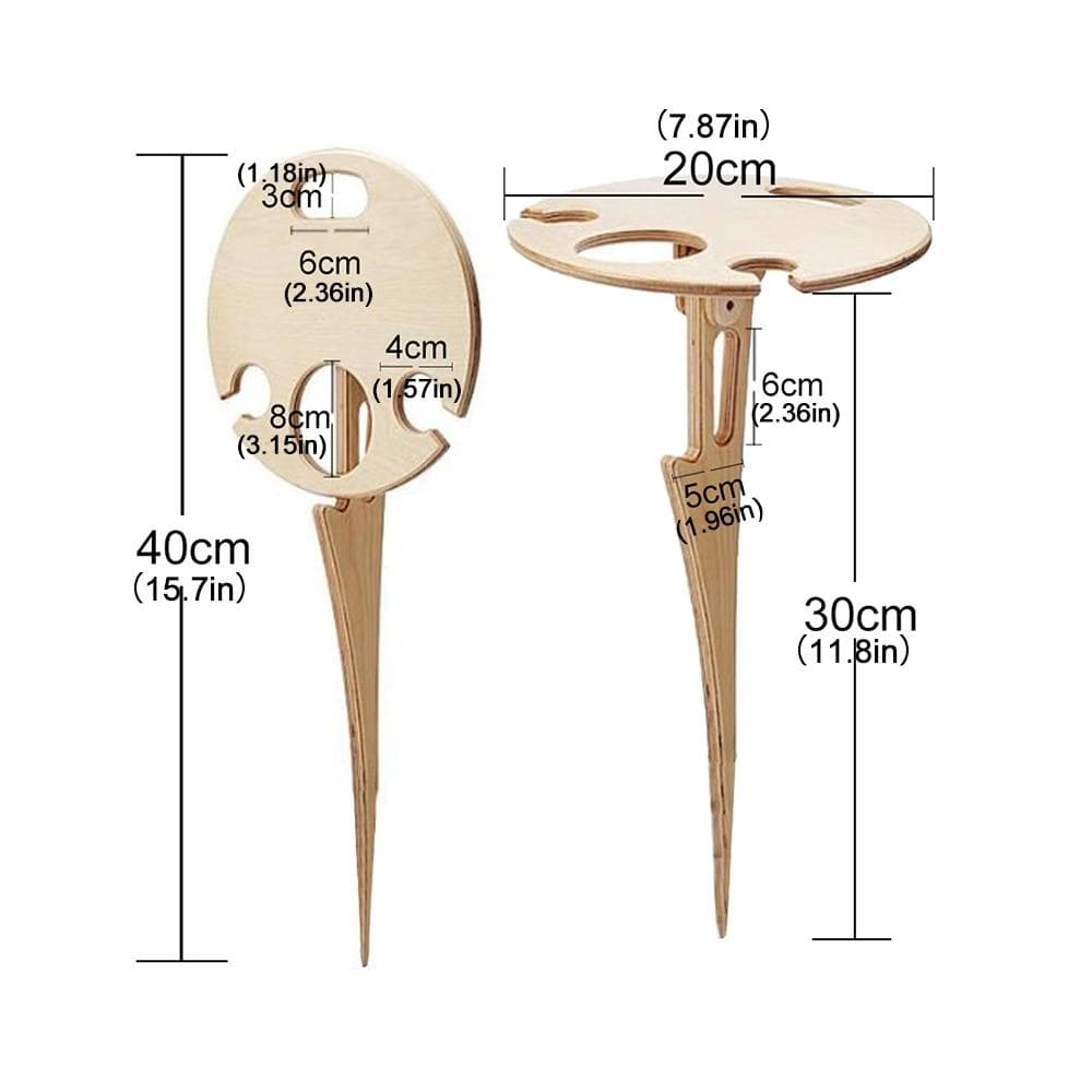 Eleganter faltbarer Weintisch aus hellem Holz, vielseitig einsetzbar als Picknick-, Garten- oder Campingtisch.