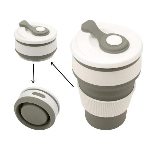 Faltbarer Silikon Reisebecher, ideal für unterwegs & platzsparend. BPA-frei & wiederverwendbar.