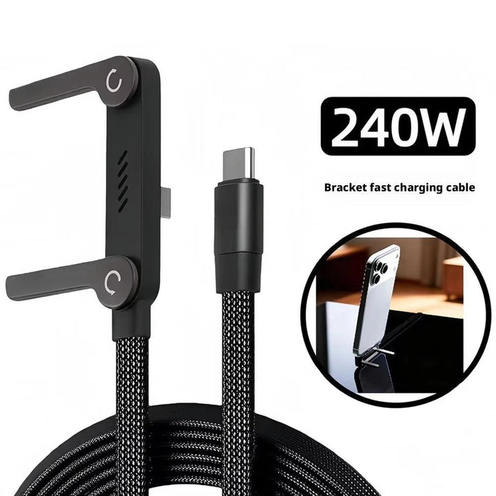 Universal 2-in-1 Ladekabel mit Ständer. Kompatibel mit Smartphones für flexibles Laden und Halten.