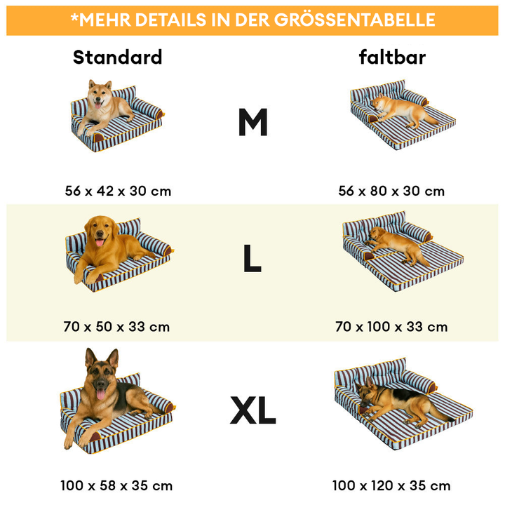 Nahaufnahme der wasserabweisenden Textur des gestreiften, faltbaren Haustierbettes.