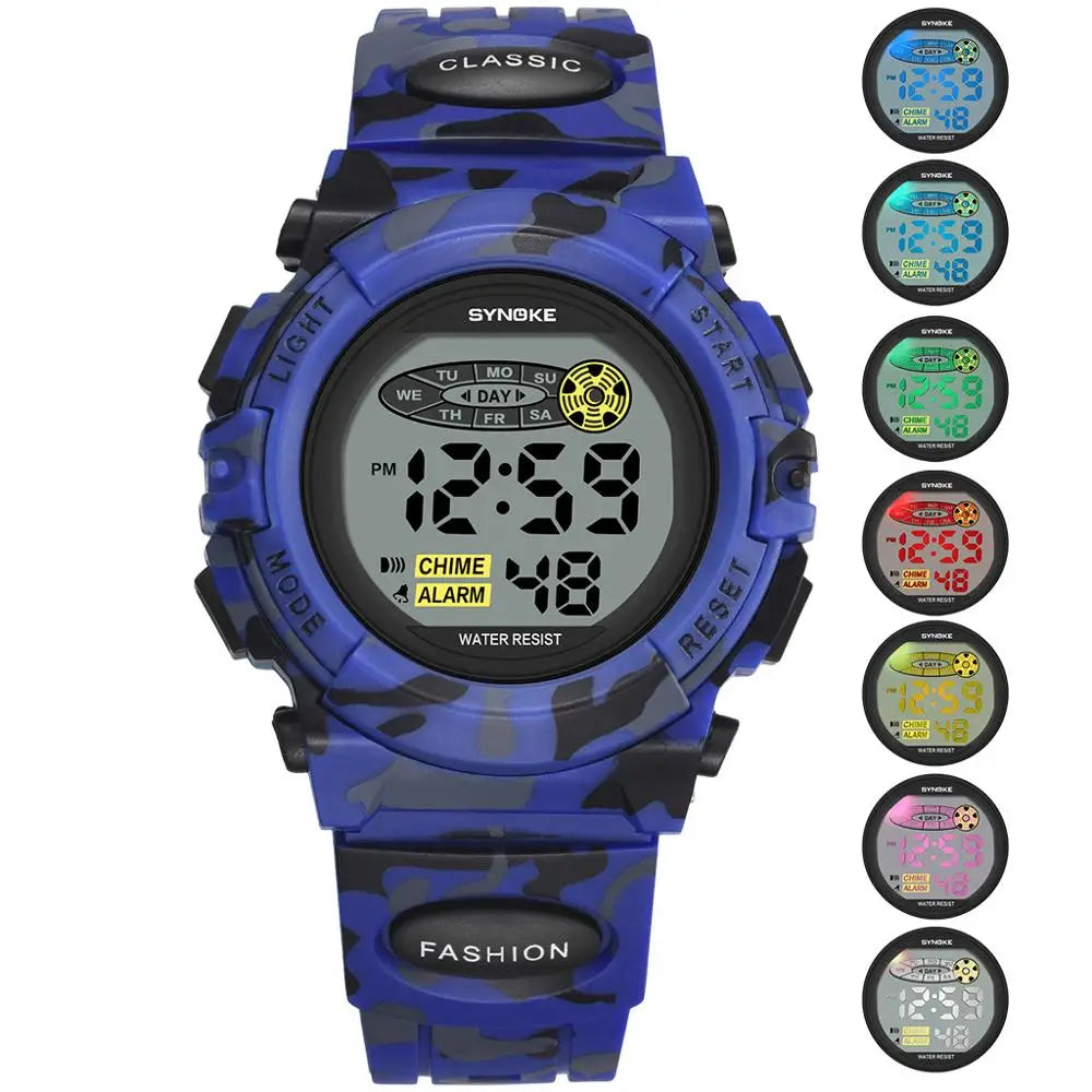 Digitale Kinderuhr mit gut lesbarem Display. Bunte, strapazierfähige Armbanduhr für Jungen & Mädchen, Geschenkidee.