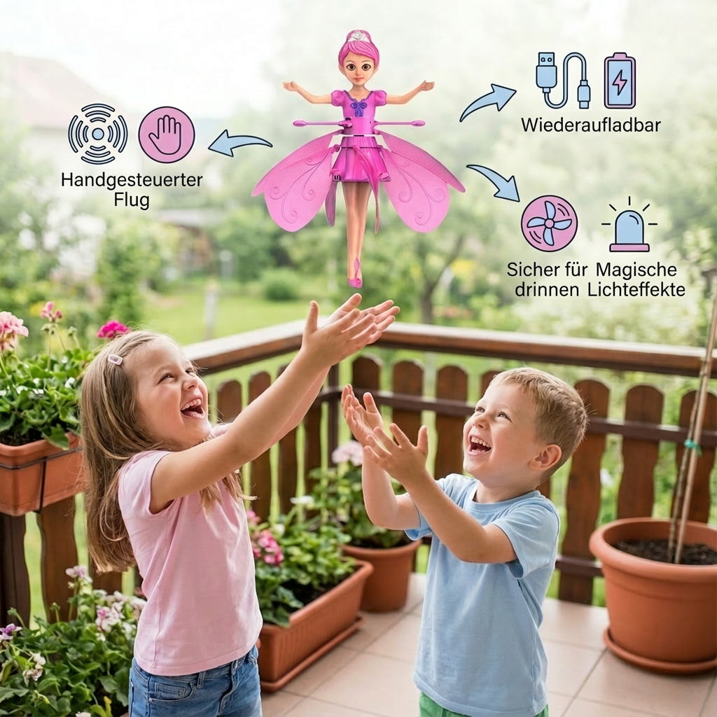 Ideales Geschenk: Schwebende Zauberfee mit LED, elektrisches Flugspielzeug für Mädchen & magischen Spielspaß.